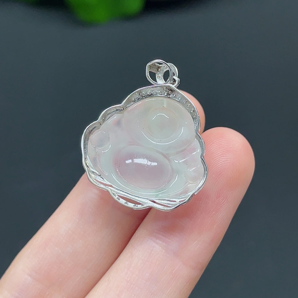 Jadeite Buddha Pendant with 18k Gold and Diamond Accents