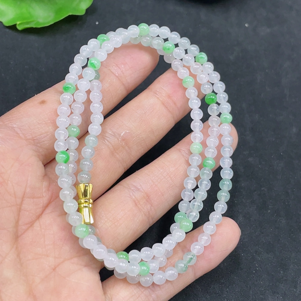 Jadeite Bead Necklace Non-Gold Total Weight Approx.13.37g Size Approx.3.7mm