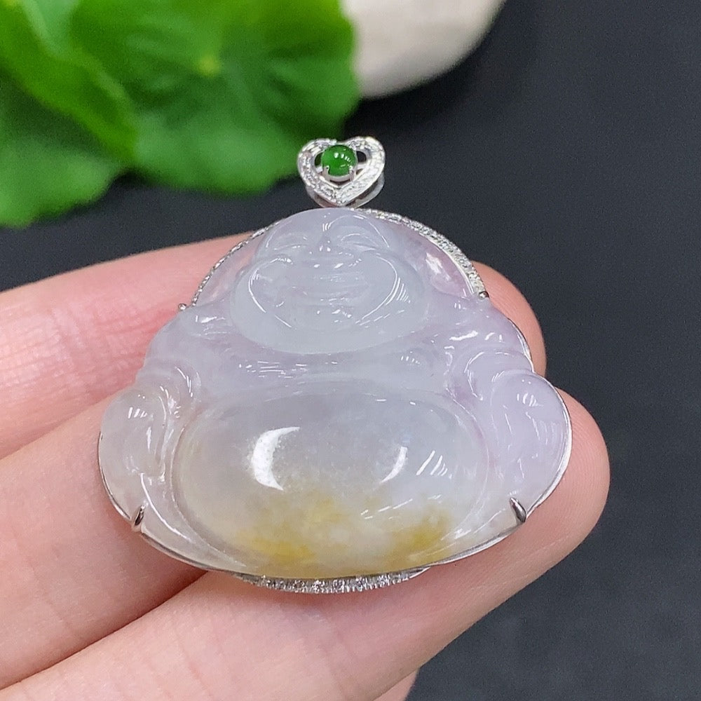 Jadeite Buddha Pendant 18k Gold Total Weight Approx. 8.8g Non-Diamond