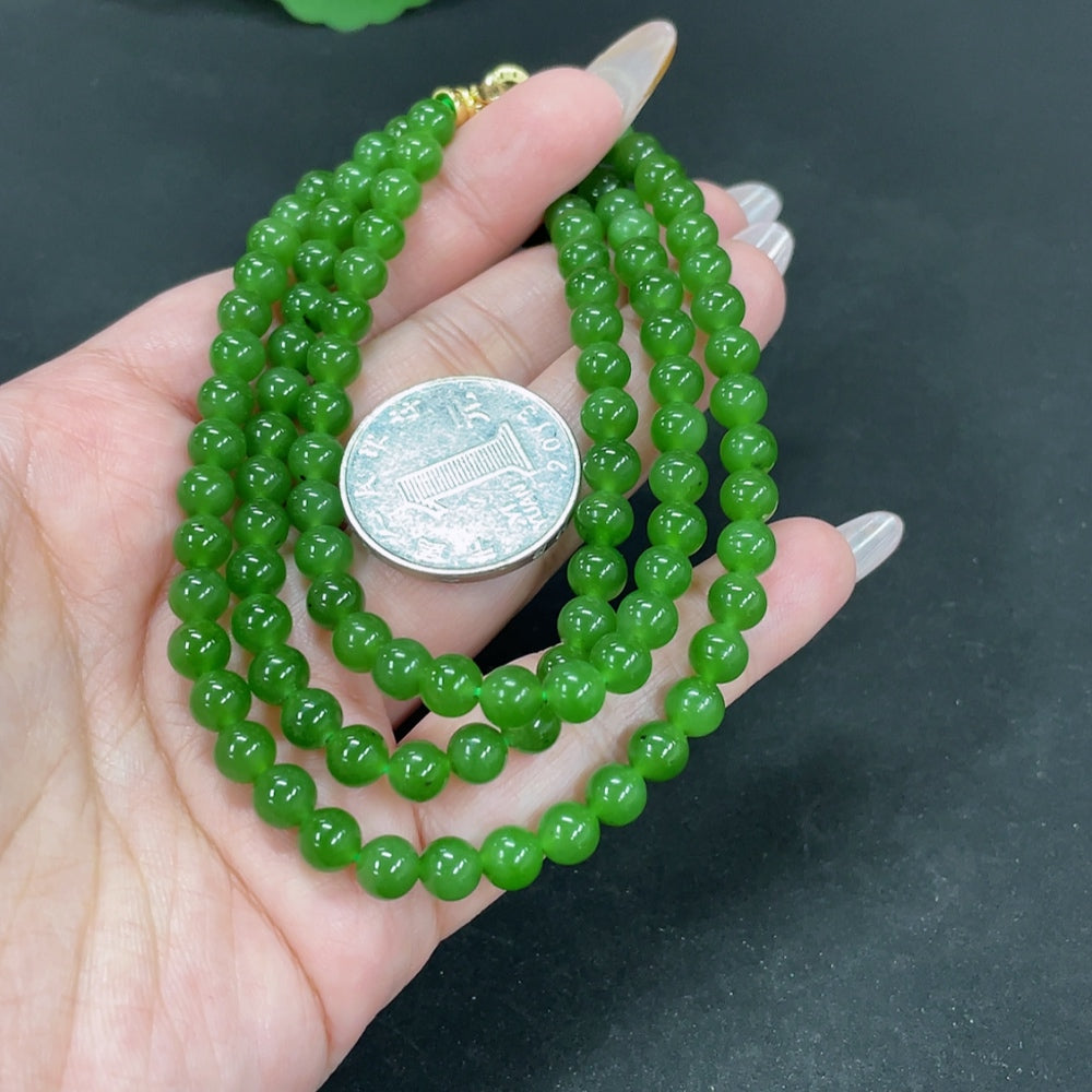 Hetian Jade Bead Necklace Approx.5.9mm Total Weight Approx.37.3g Non-Gold