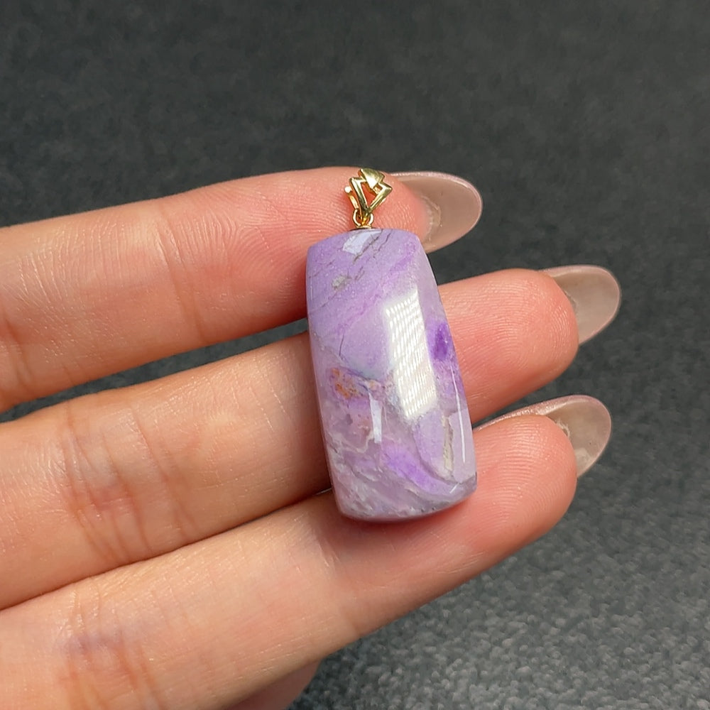 18K Gold Sugilite Pendant Only This Purple Containing Other Mineral Components Total Weight Approximately 4.89g