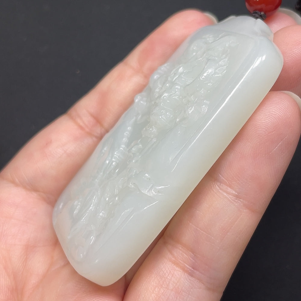 Hetian Jade Dragon Pendant, Including Rope