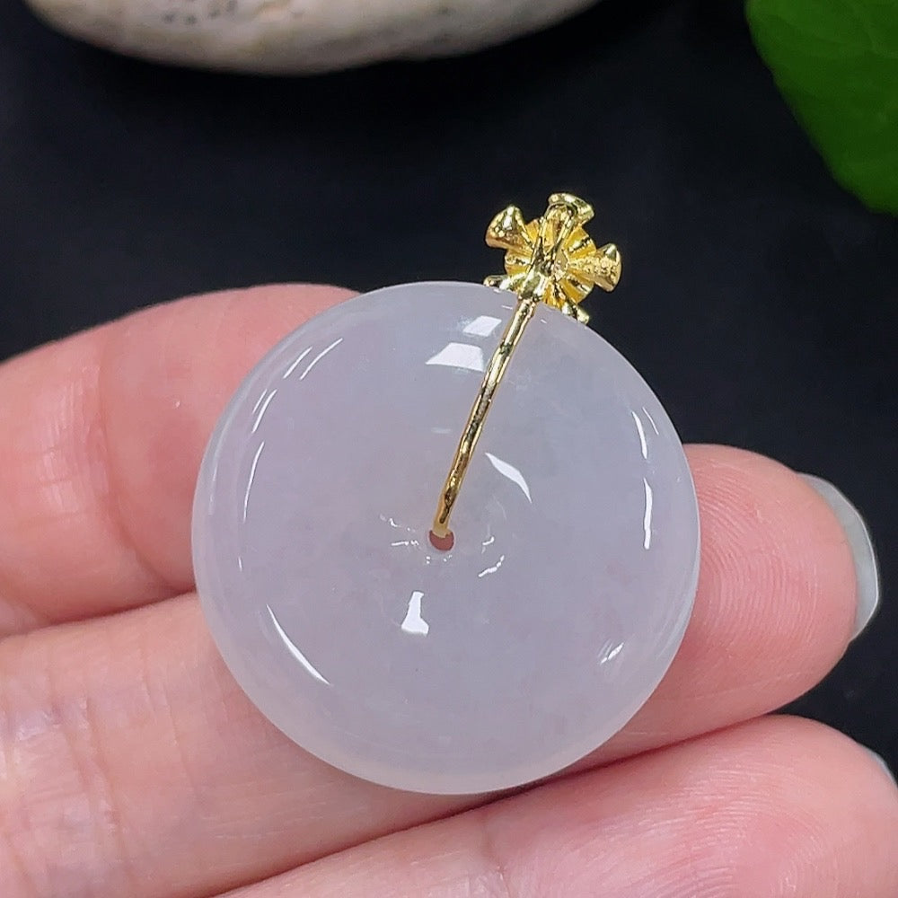 Jadeite Peace Knot Pendant 18K Gold Non-Diamond Total Weight Approx. 7.9g