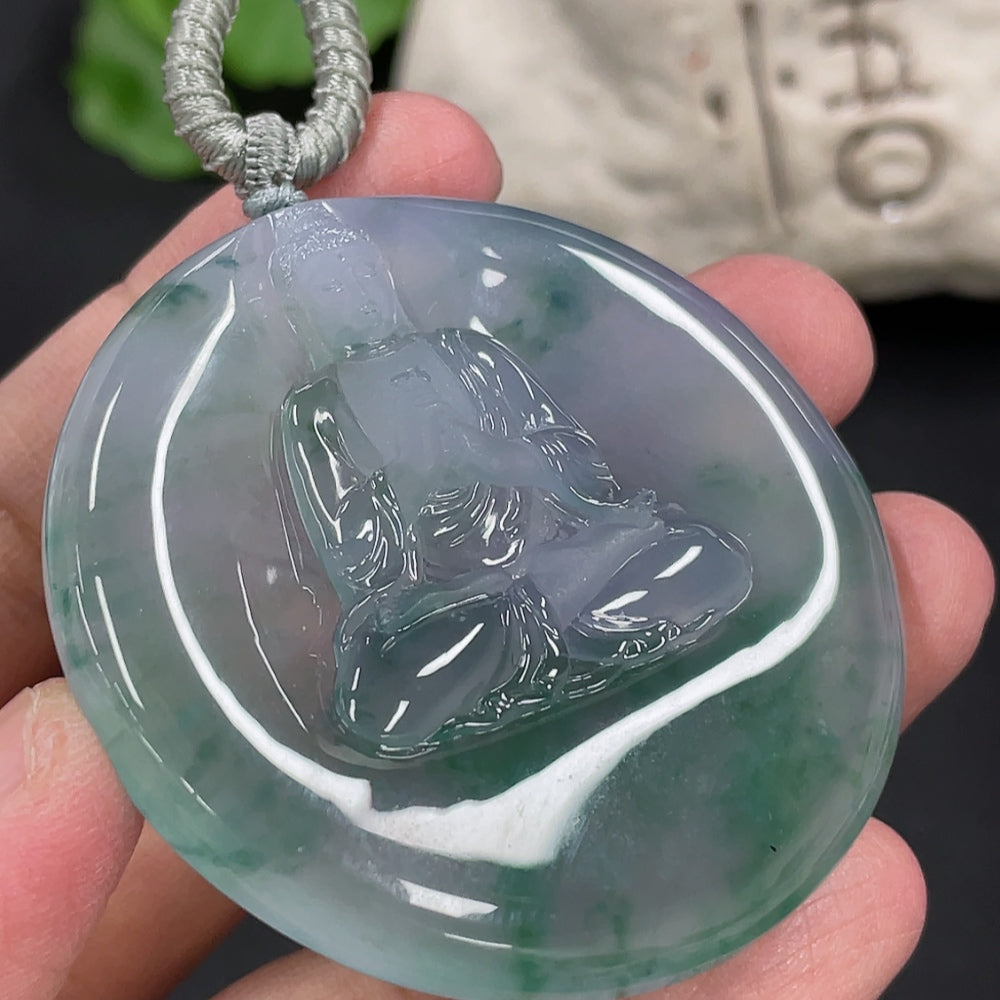 Jadeite Mahavairocana Pendant Total Weight Approx. 36.55g