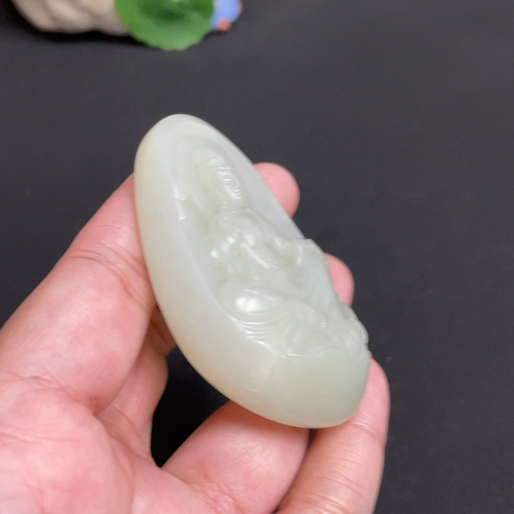 Hetian Jade Pendant Guanyin Total Weight Approx. 61.1g