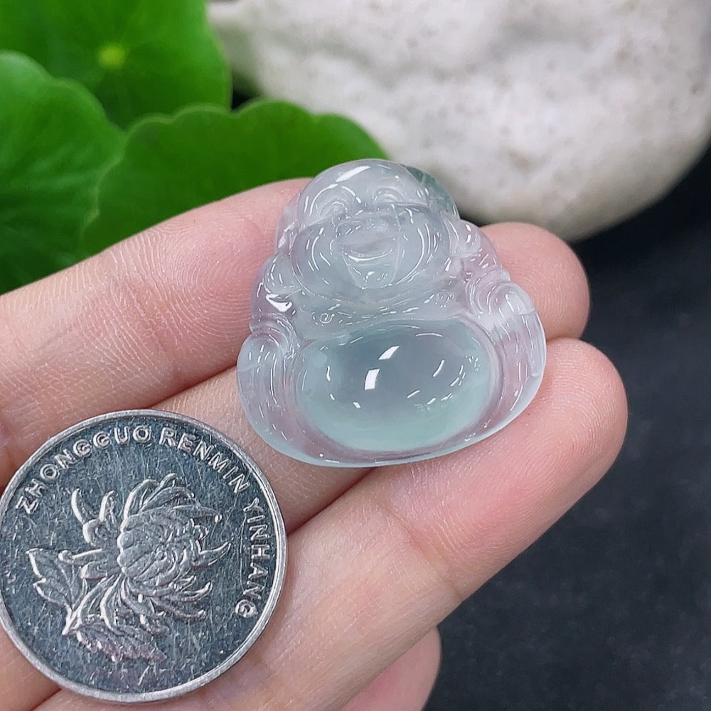 Jadeite pendant featuring a Buddha design on a necklace, weighing approximately 5.05g, from HKHQ.
