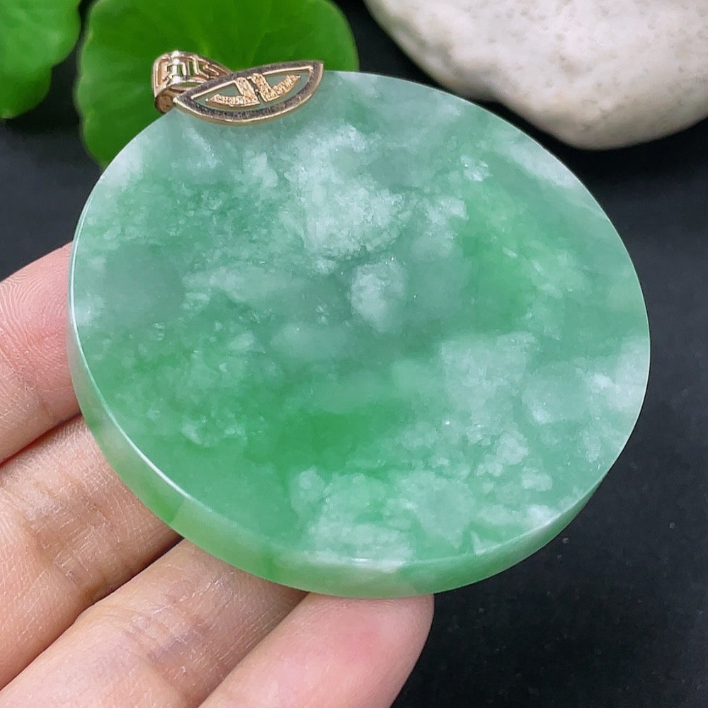 Jadeite Plain Pendant with 18K Diamond Accents