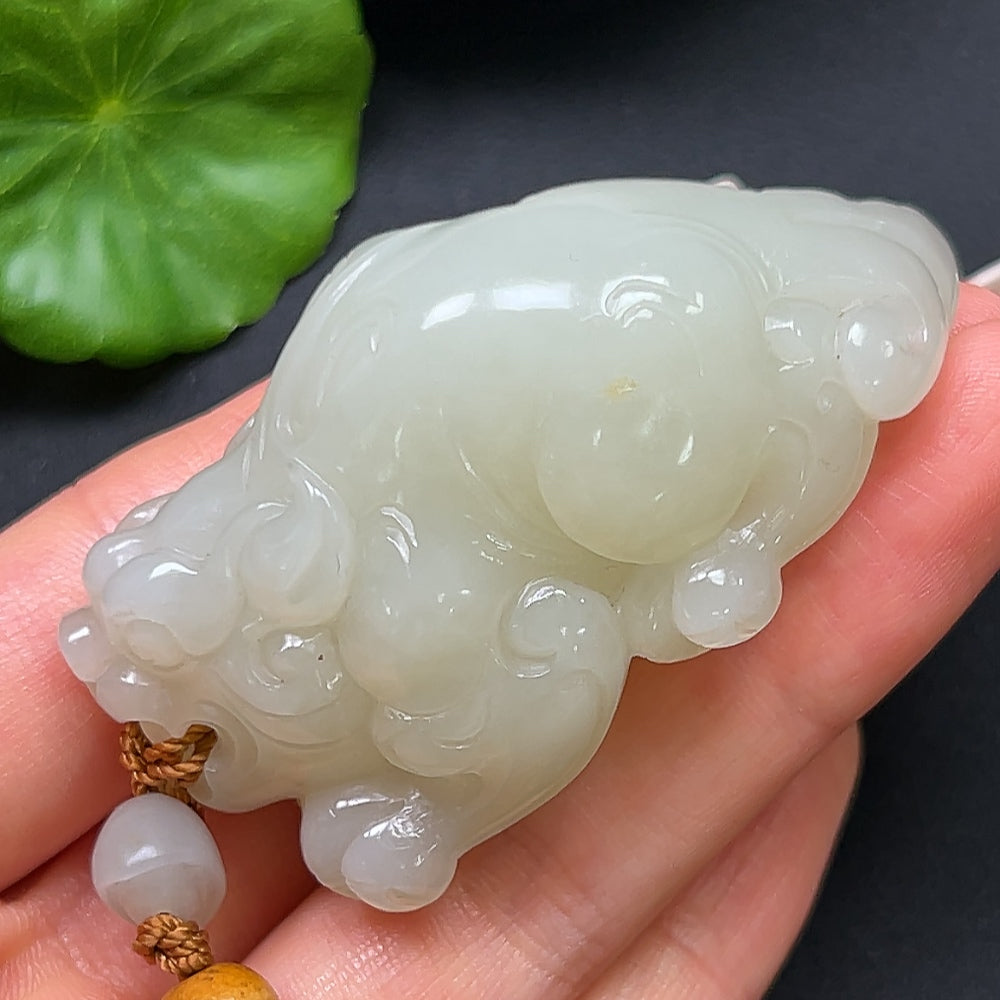 Hetian Jade Pi Xiu Pendant, color origin undetermined, including cord