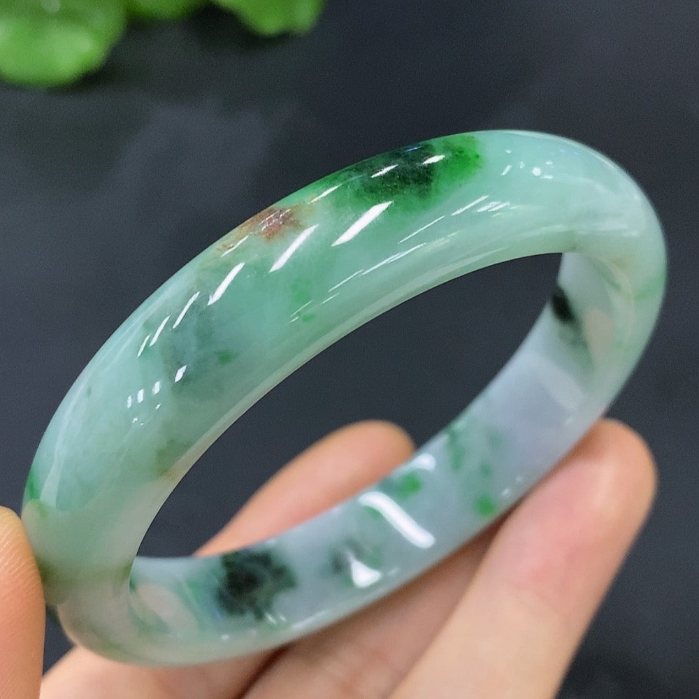 Jadeite Round Bracelet Size 55.3 with Other Mineral Components Total Weight 47.221g