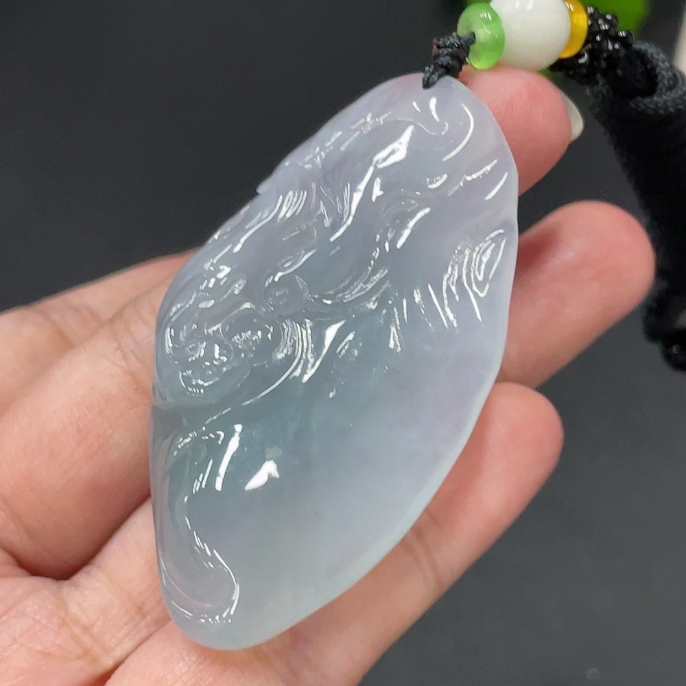 JadeitePendant Lotus Leaf and Fish with Non-Grade A Beads Total Weight 24.721g