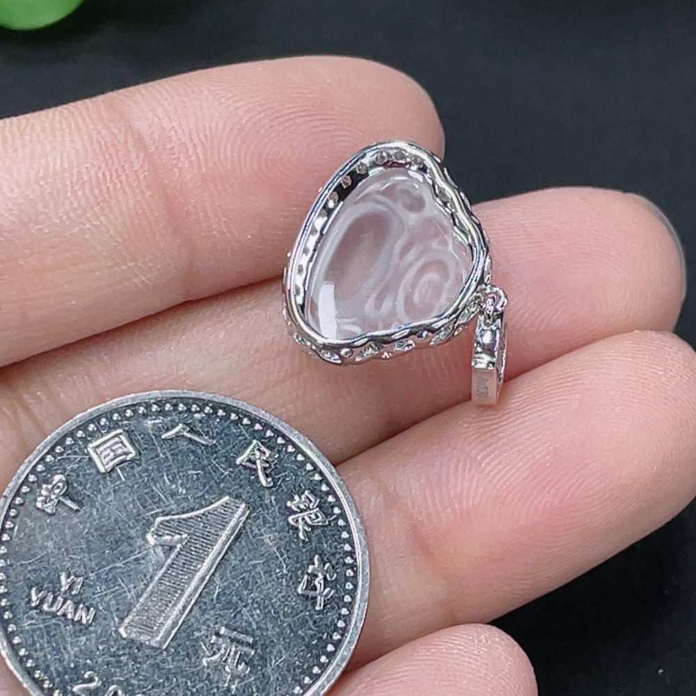 Jadeite Buddha Pendant with 18K Gold and Diamond Accents, Total Weight Approximately 1.35g