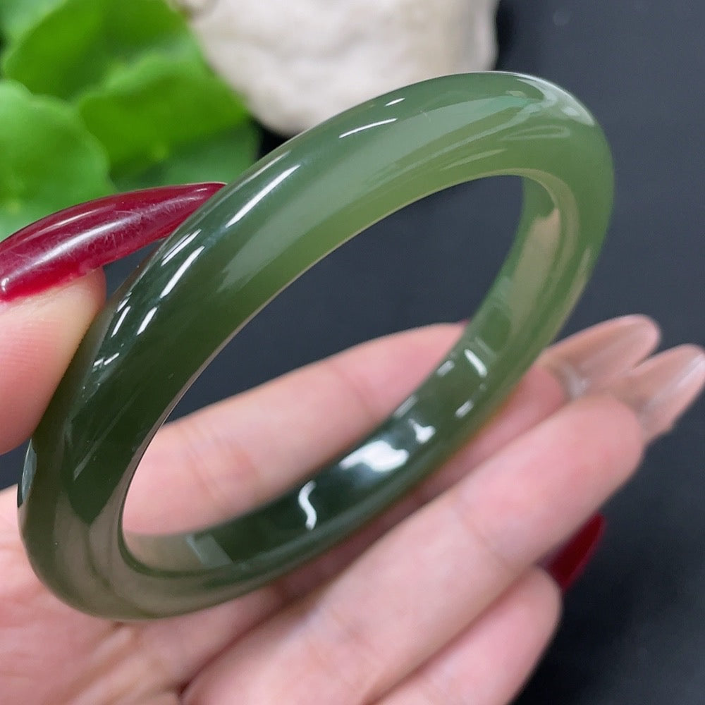 Hetian Jade Round Bracelet Size 57.5 Total Weight Approx. 44.4g