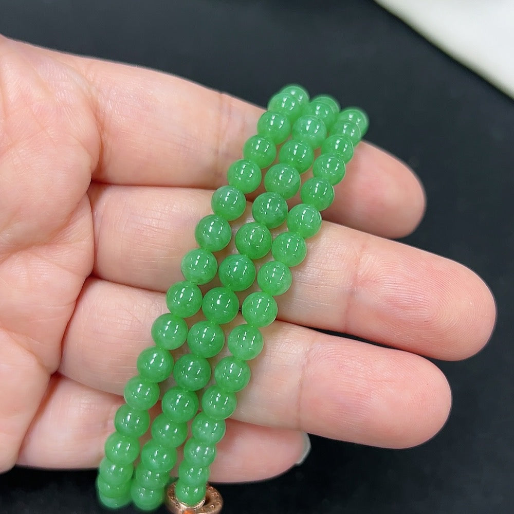 Jadeite Beaded Necklace Non-gold Inlaid