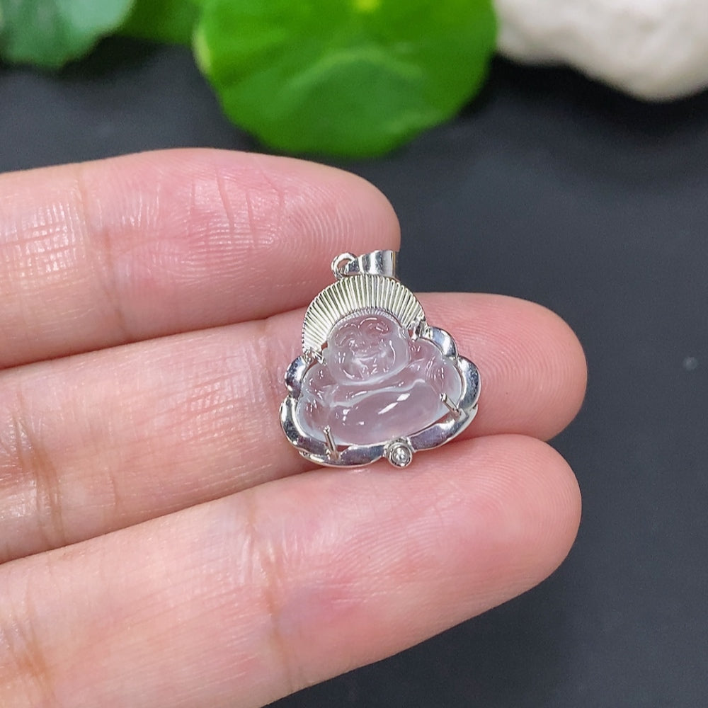 Jadeite Buddha inlaid pendant (18K gold buckle, main body Au61%) (non-diamond)