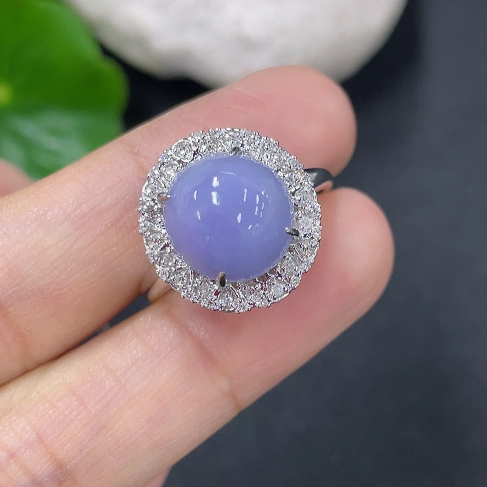 Jadeite Ring with 18k Gold and Diamond Accents, Size 14, Total Weight Approximately 5.68g