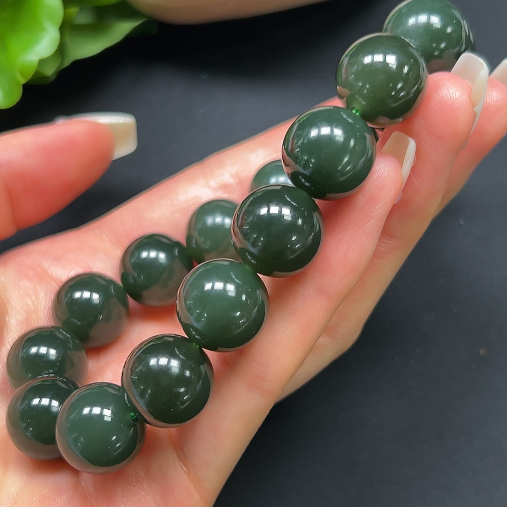 Hetian Jade Bracelet 13.9mm Approx. 69.02g