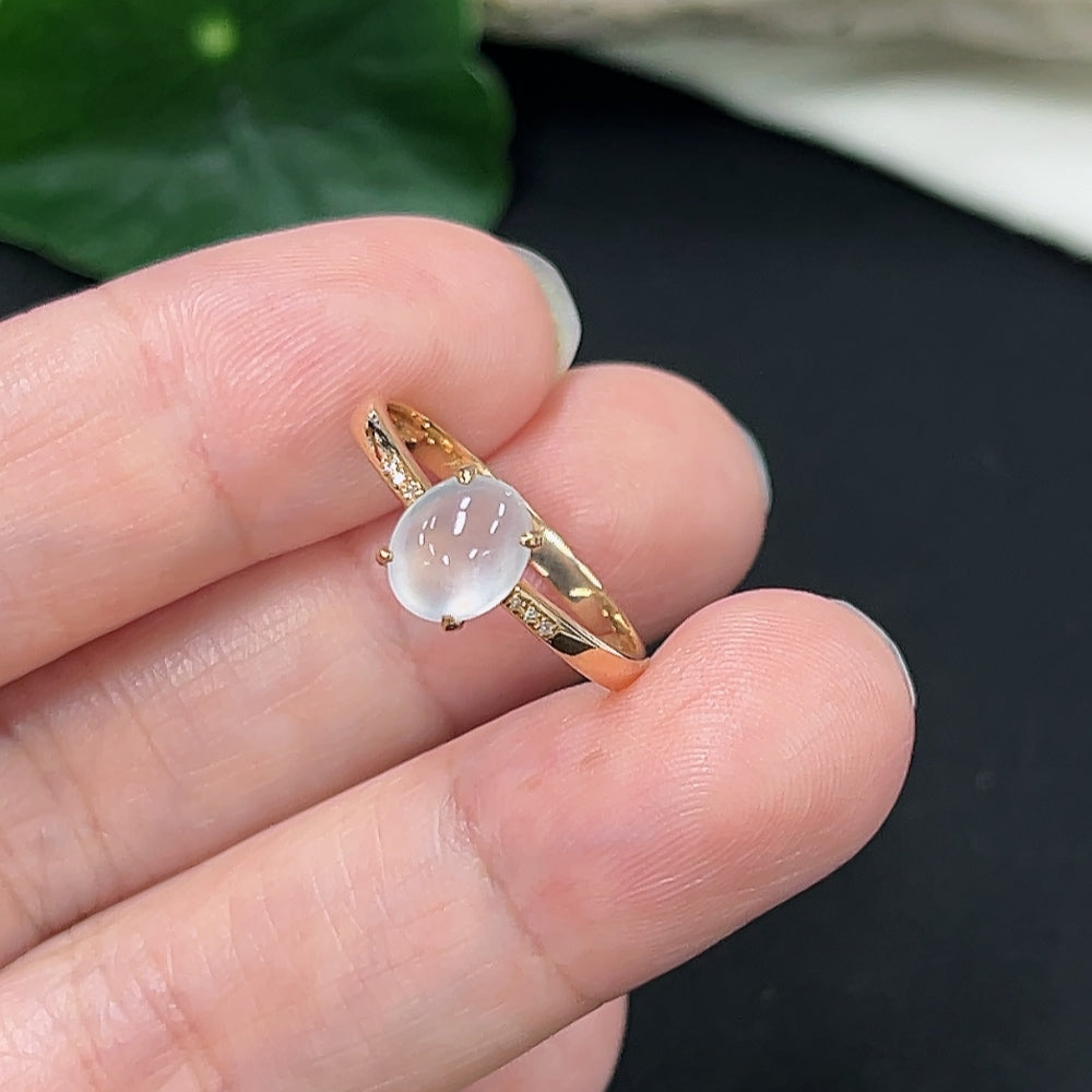 Jadeite Ring in 18K Gold (With Diamond Accents)