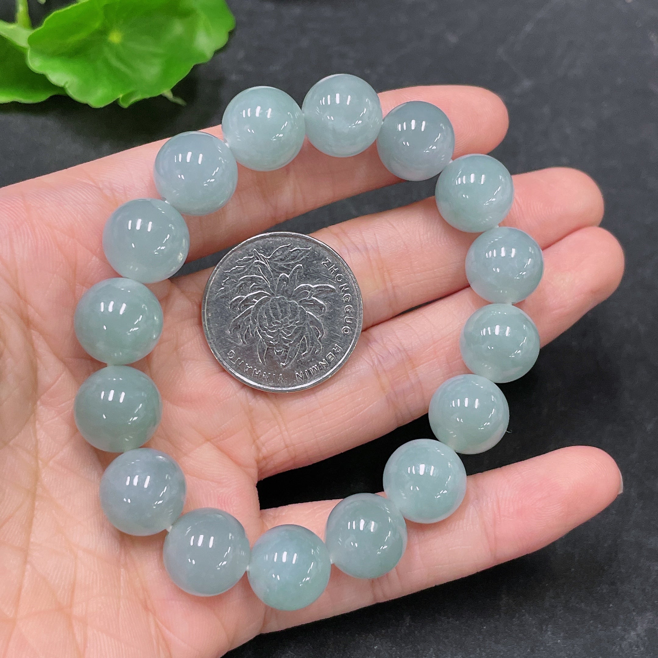 JadeiteBead Bracelet, Total Weight Approx. 52.13g, Size About 12.4mm