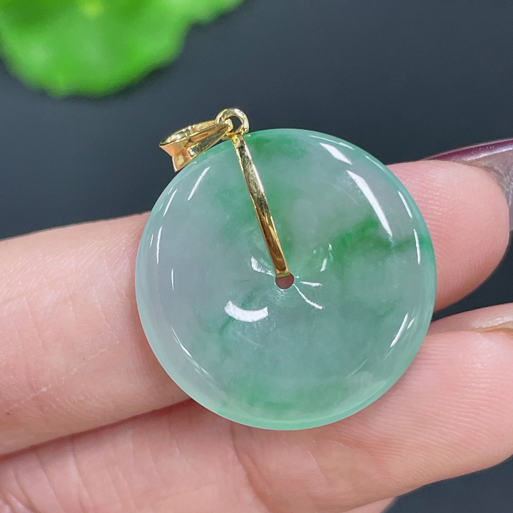 Jadeite Pendant Safety Buckle 18k Bail Total Weight Approx. 4.04g