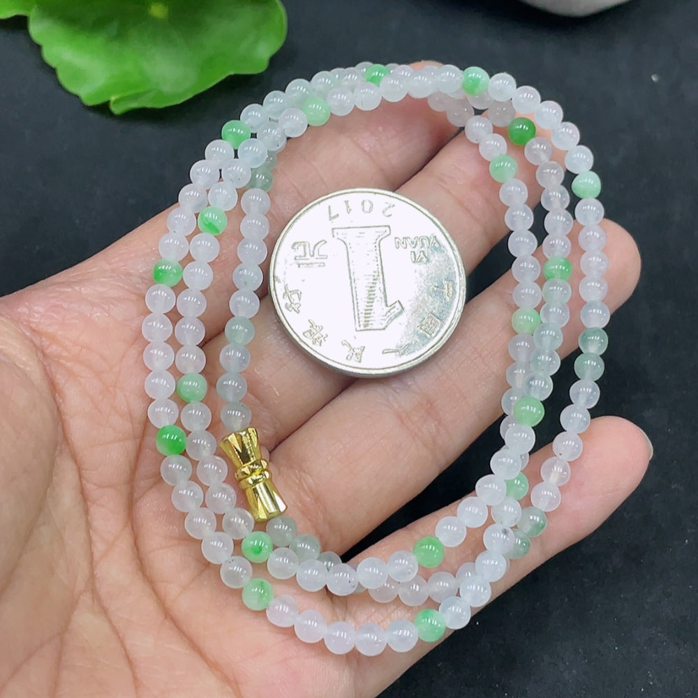 Jadeite Bead Necklace Non-Gold Total Weight Approx.13.37g Size Approx.3.7mm