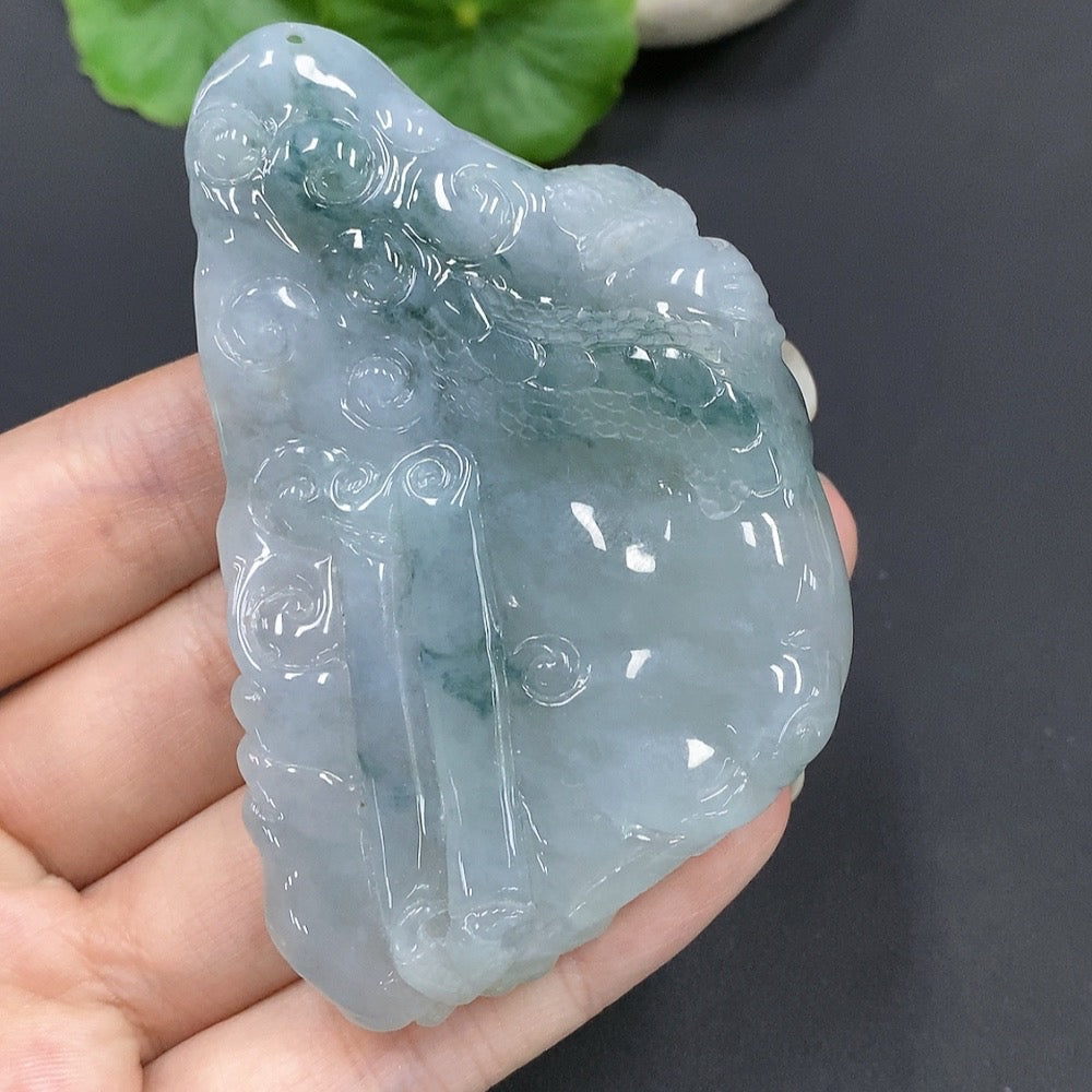 Jadeite Dragon Soaring the World Pendant, Total Weight 90.993g