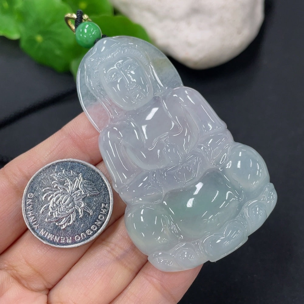 Jadeite Guanyin Pendant Total Weight Including Rope Approx. 31.4g