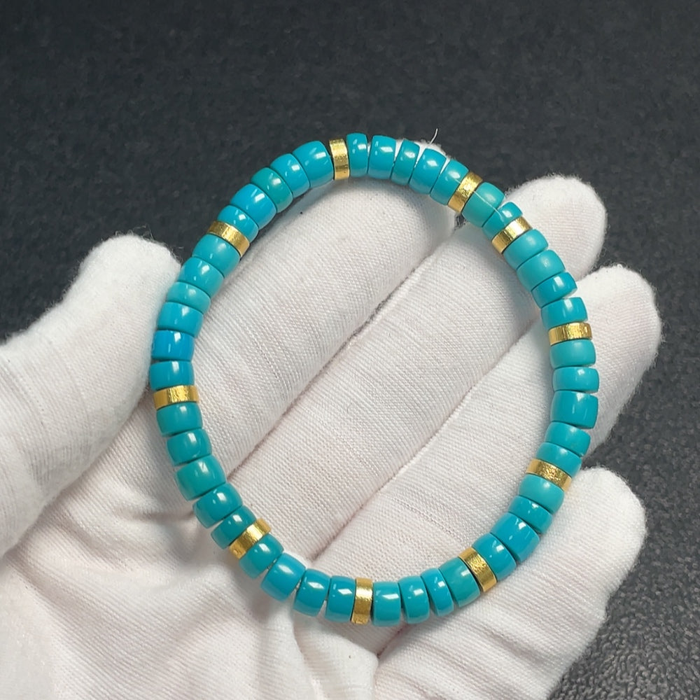 Turquoise Bracelet Total Weight Approx. 13.33g Size 6.2mm 18K Color Origin Undetermined