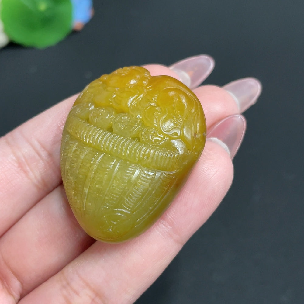 Hetian Jade Pendant - Buddha Figure, Total Weight Approx. 34.8g, Undetermined Skin Color Origin