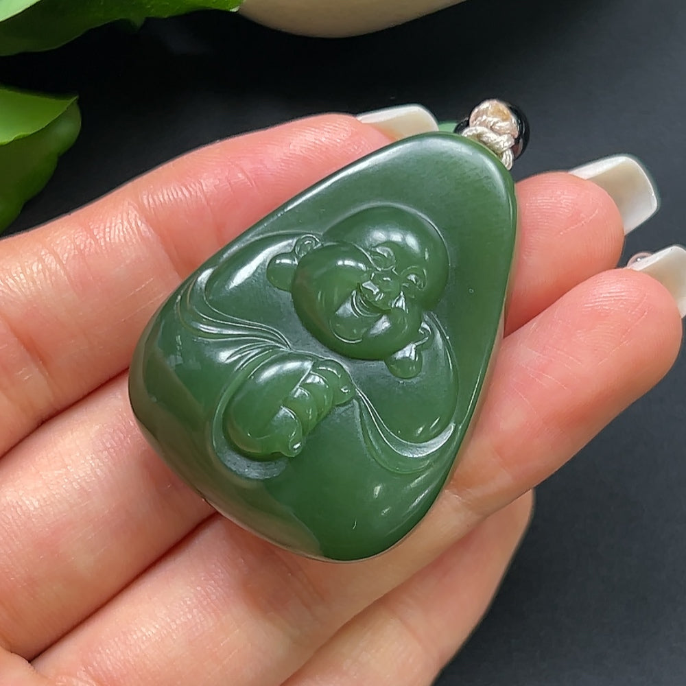 Hetian Jade Buddha Pendant with Cord
