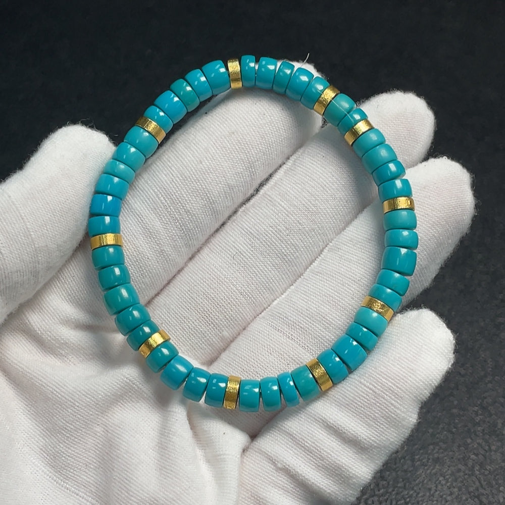 Turquoise Bracelet Total Weight Approx. 13.33g Size 6.2mm 18K Color Origin Undetermined