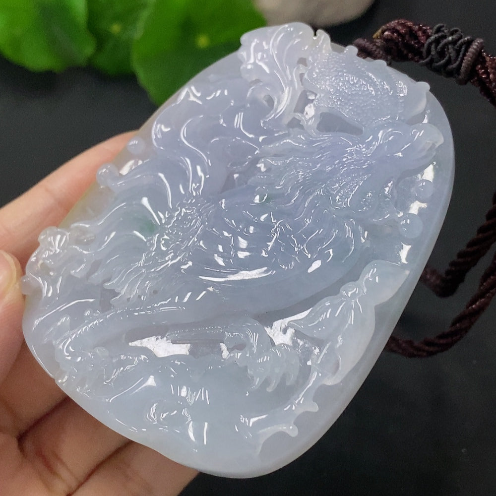 Jadeite Pendant Chinese Zodiac Rooster Total Weight with Rope Approx. 91.9g Color Origin Undetermined