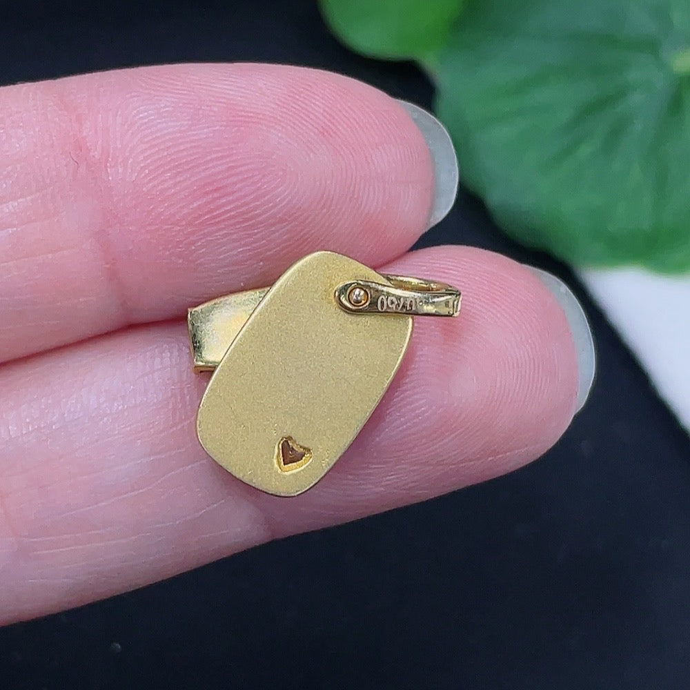 Jadeite Pendant with 18K Gold Setting Total Weight Approx. 2g (with Diamond Accents)