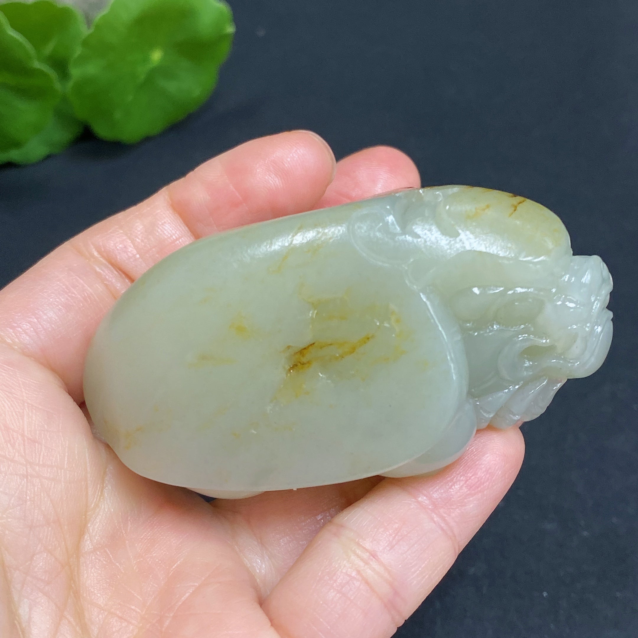 Hetian Jade Handheld Piece, Dragon Turtle, Total Weight Approximately 121.9g, Undetermined Skin Color Origin