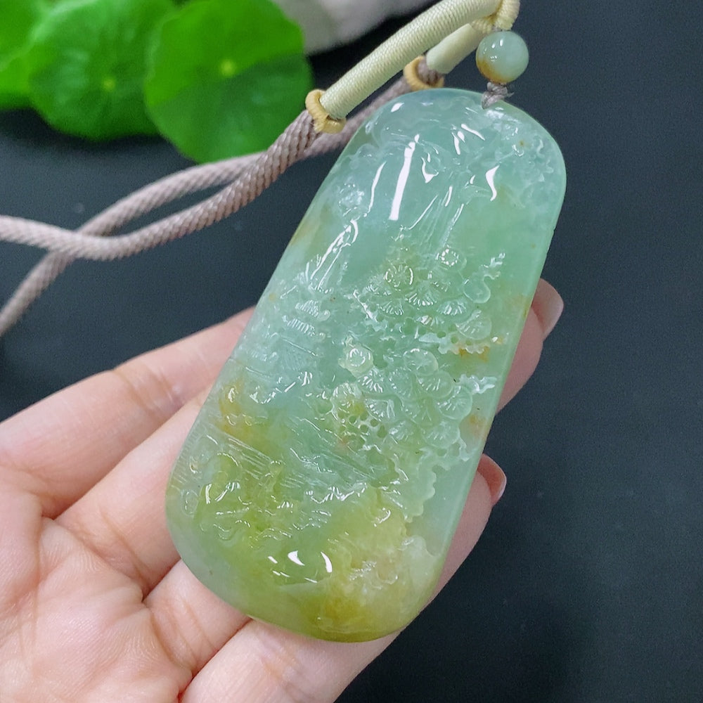 Jadeite Pendant Landscape Plaque Total Weight Approx. 52g