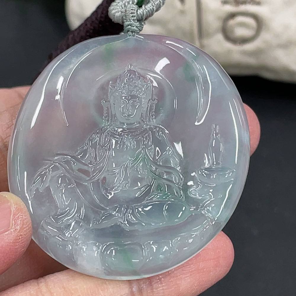 Jadeite Guanyin Pendant, Total Weight Approx. 28.8g