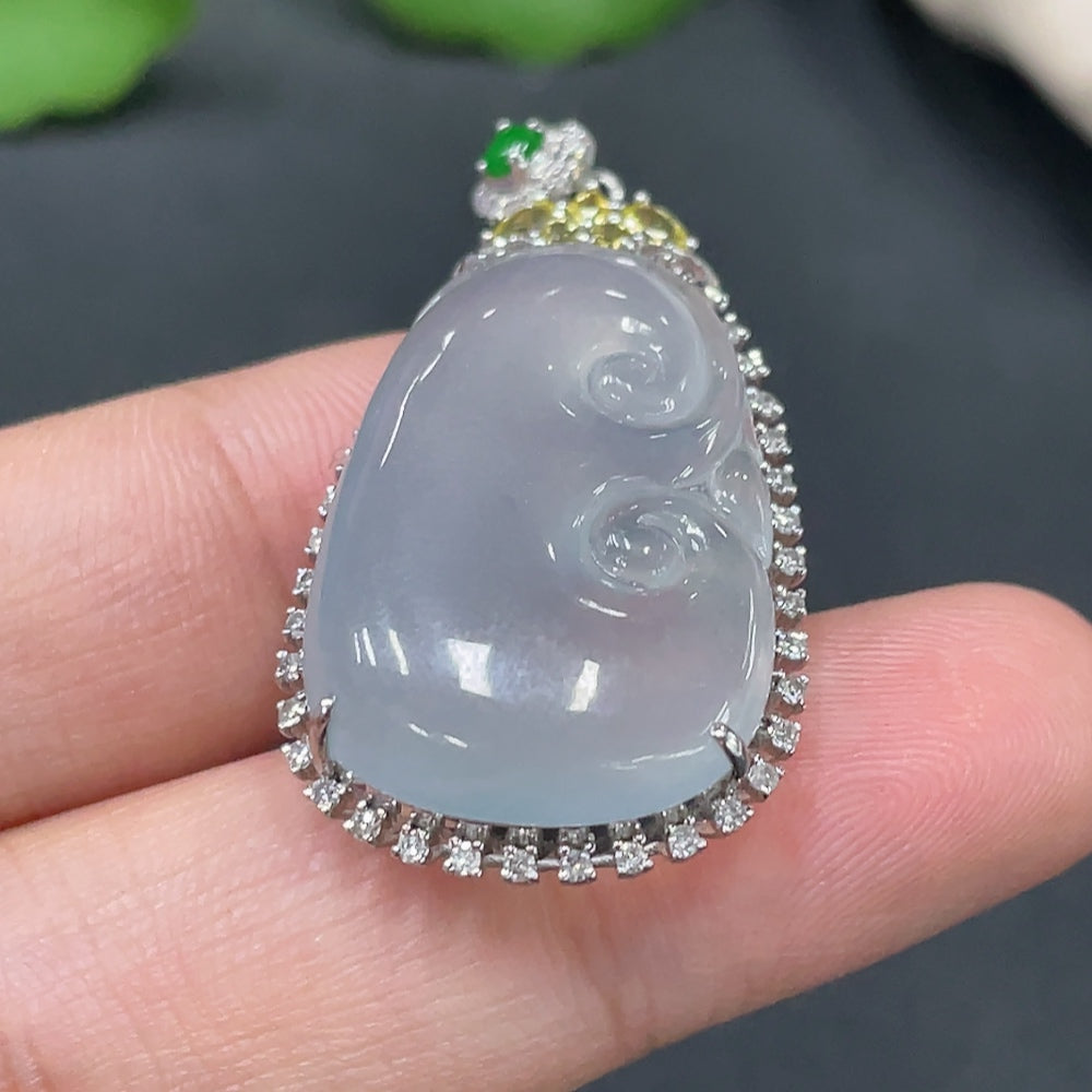 Jadeite Ruyi Inlay Piece 18k Gold Inlaid Total Weight Approx. 6.93g