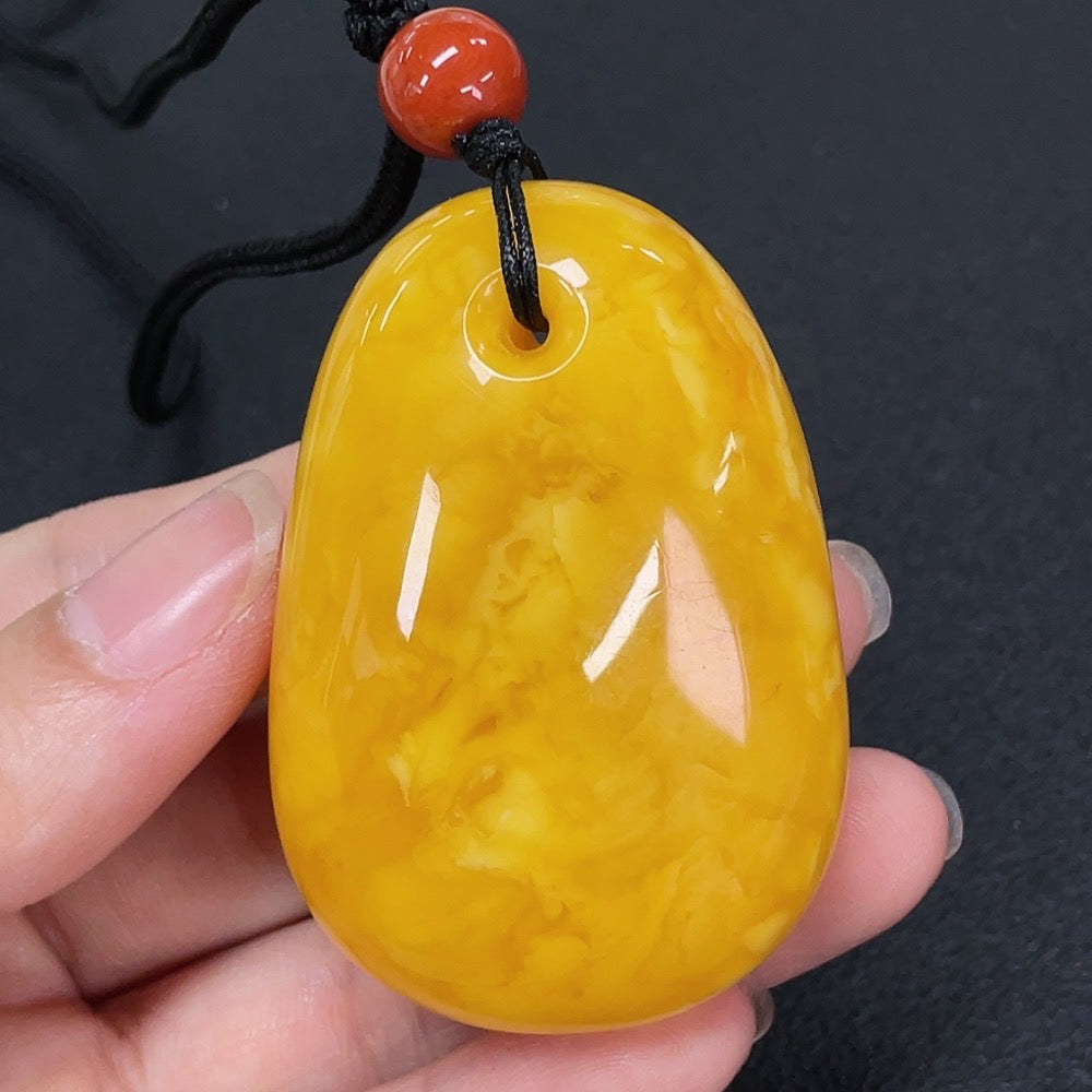 Amber Beeswax Pendant, Stones May Not Be Natural