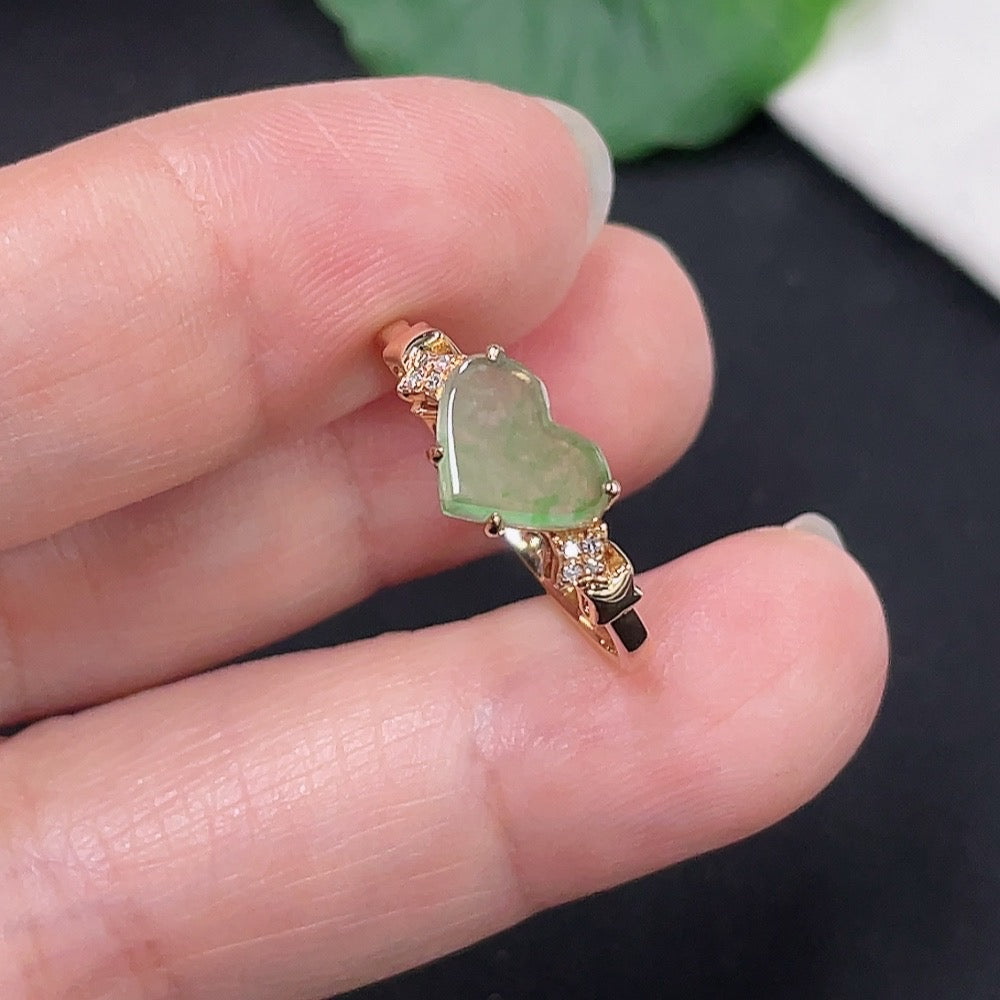 Jadeite Inlaid Ring Size 14 18K Gold Total Weight Approx. 1.6g (Non-Diamond)