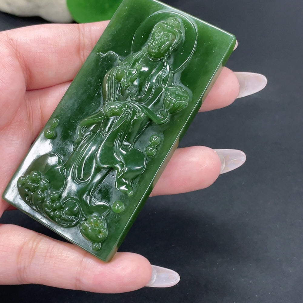 Hetian Jade Jasper Pendant Guanyin Total Weight Approx. 80.6g