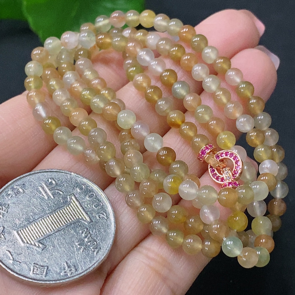 Jadeite Bead Necklace Approx. 4mm Total Weight About 15.94g
