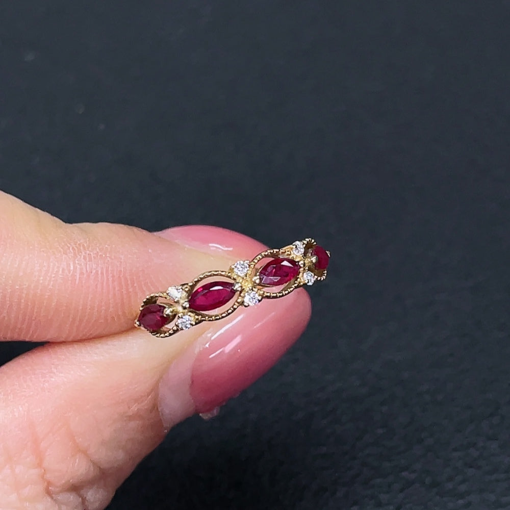 Ruby Ring (Non-Diamond, 35% Au, Approx. 1.58g, Size 12, Filled)