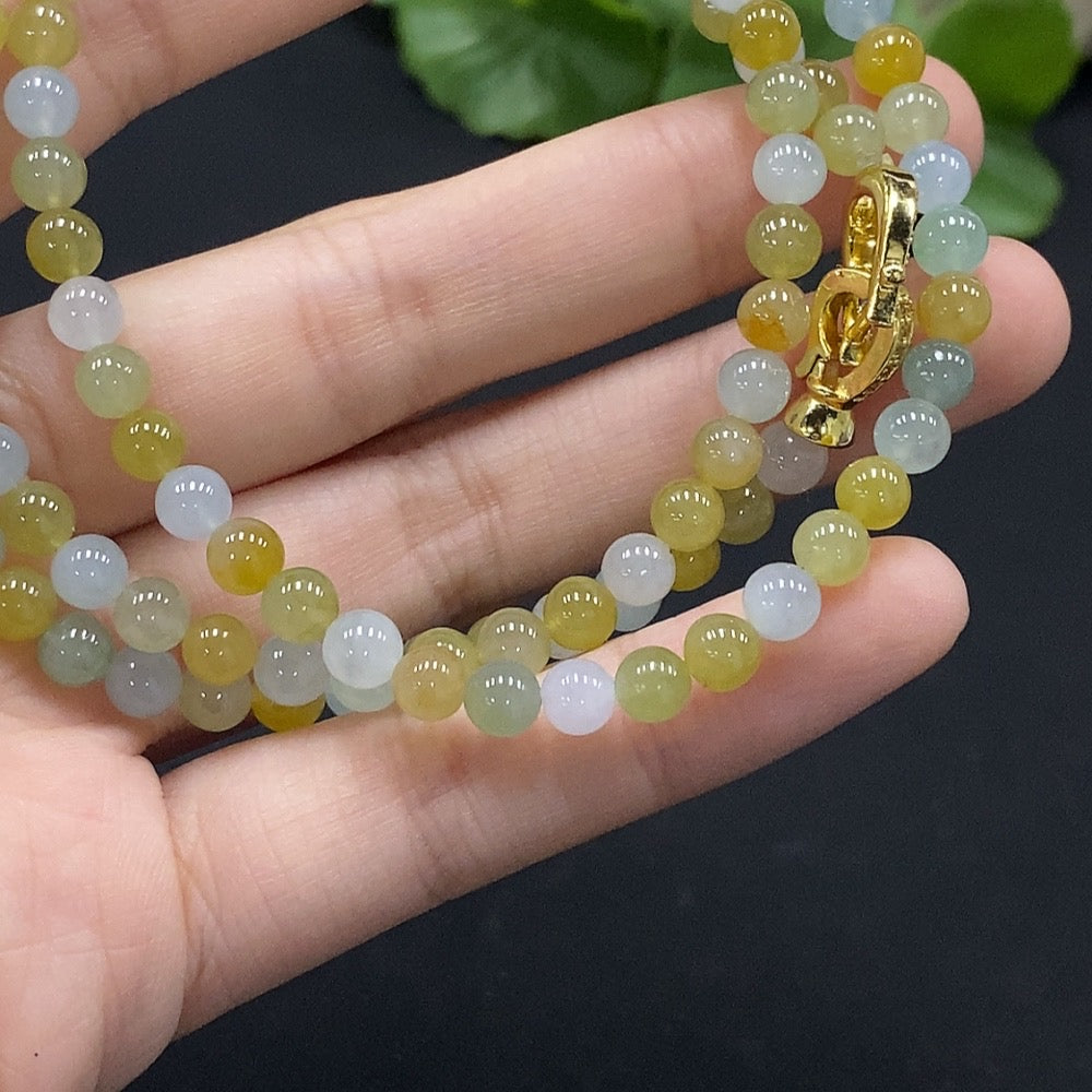 Jadeite Bead Necklace Non-Gold Total Weight Approx. 30.18g Size About 5.1mm