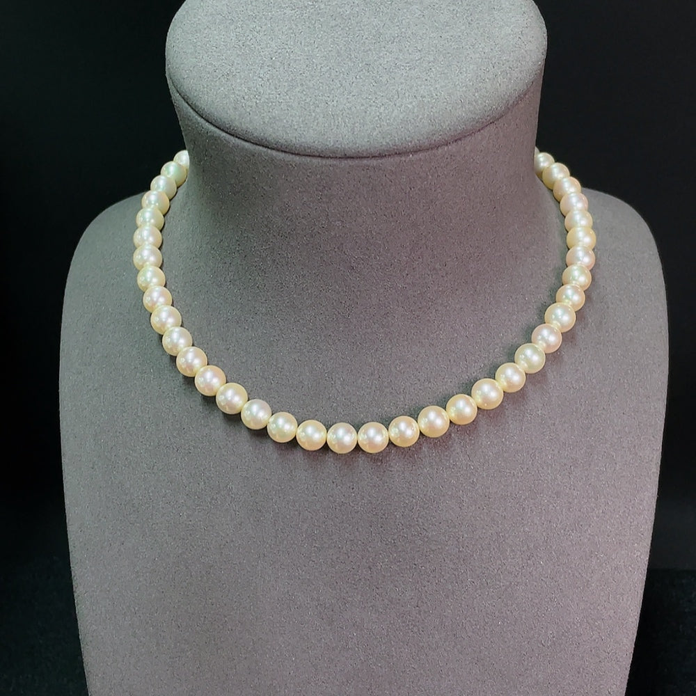 Seawater pearl bead necklace, non-gold, color origin undetermined, total weight approximately 34.32g, size about 7.5mm