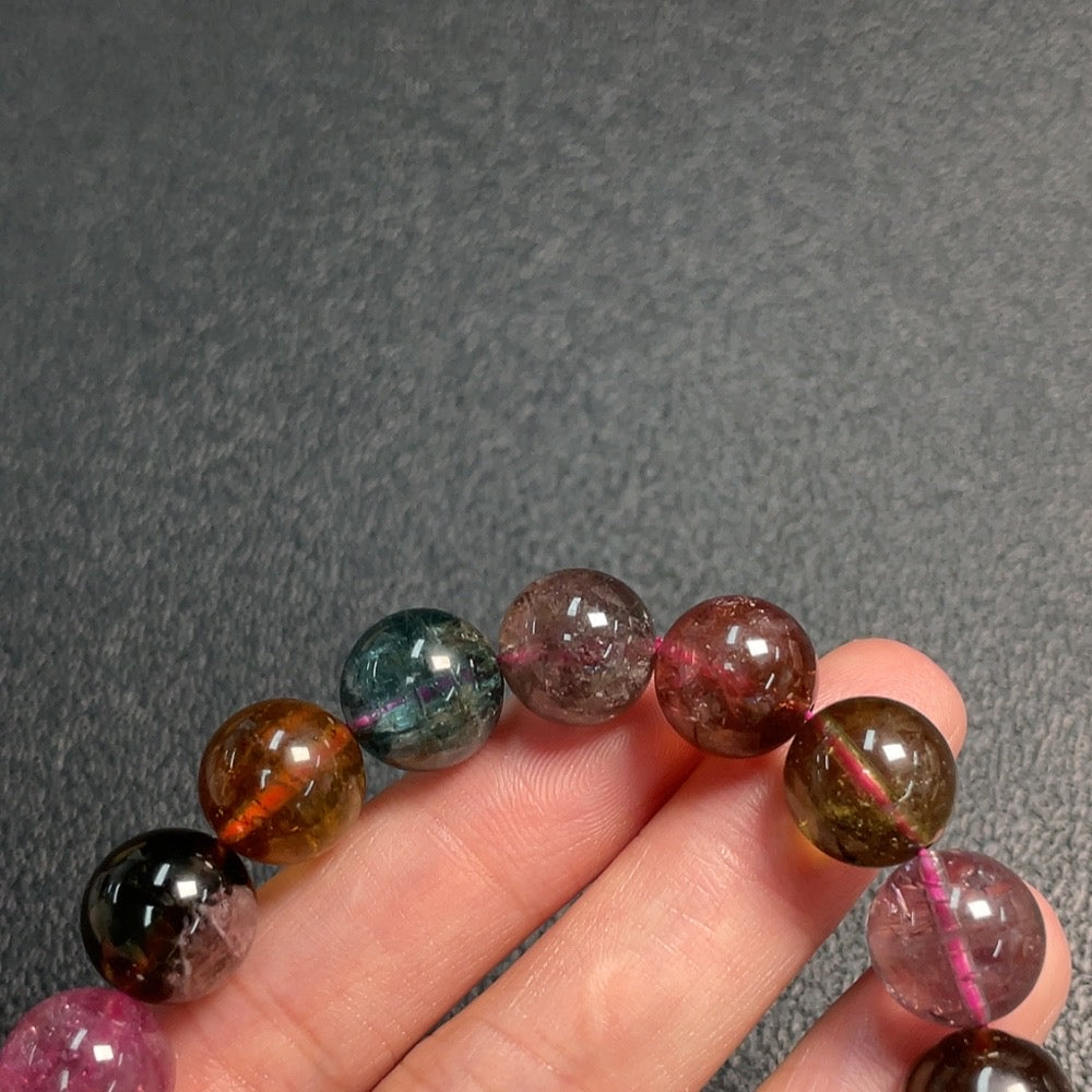 Tourmaline Bracelet with Visible Organic Matter, Total Weight Approx. 46.31g, Size About 11.7mm