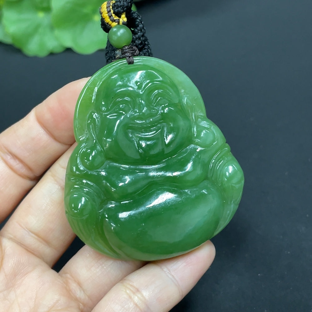 Hetian Jade Pendant Buddha Total Weight Approx. (Including Rope) 46.5g