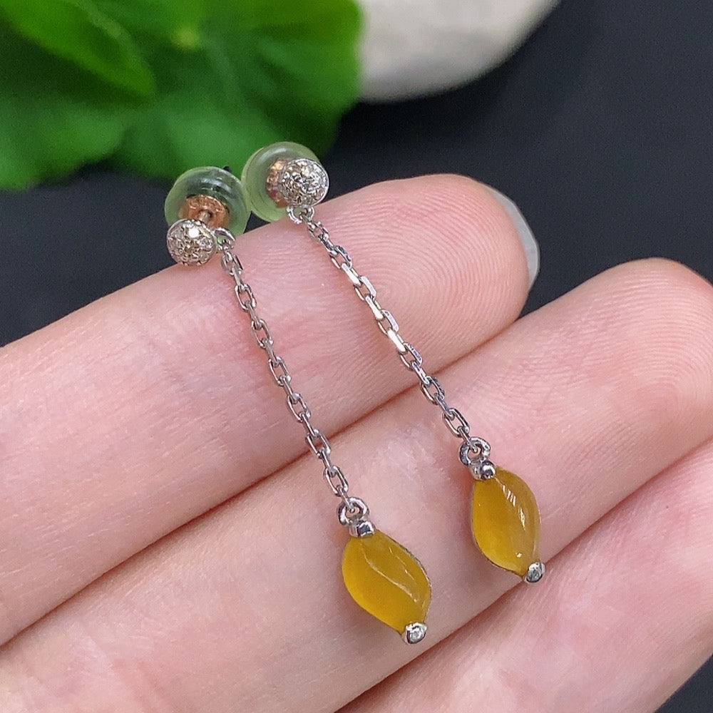 Jadeite Cabochon Stud Earrings 18k Gold Total Weight Approx.1.4g Yellow Color Origin Undetermined