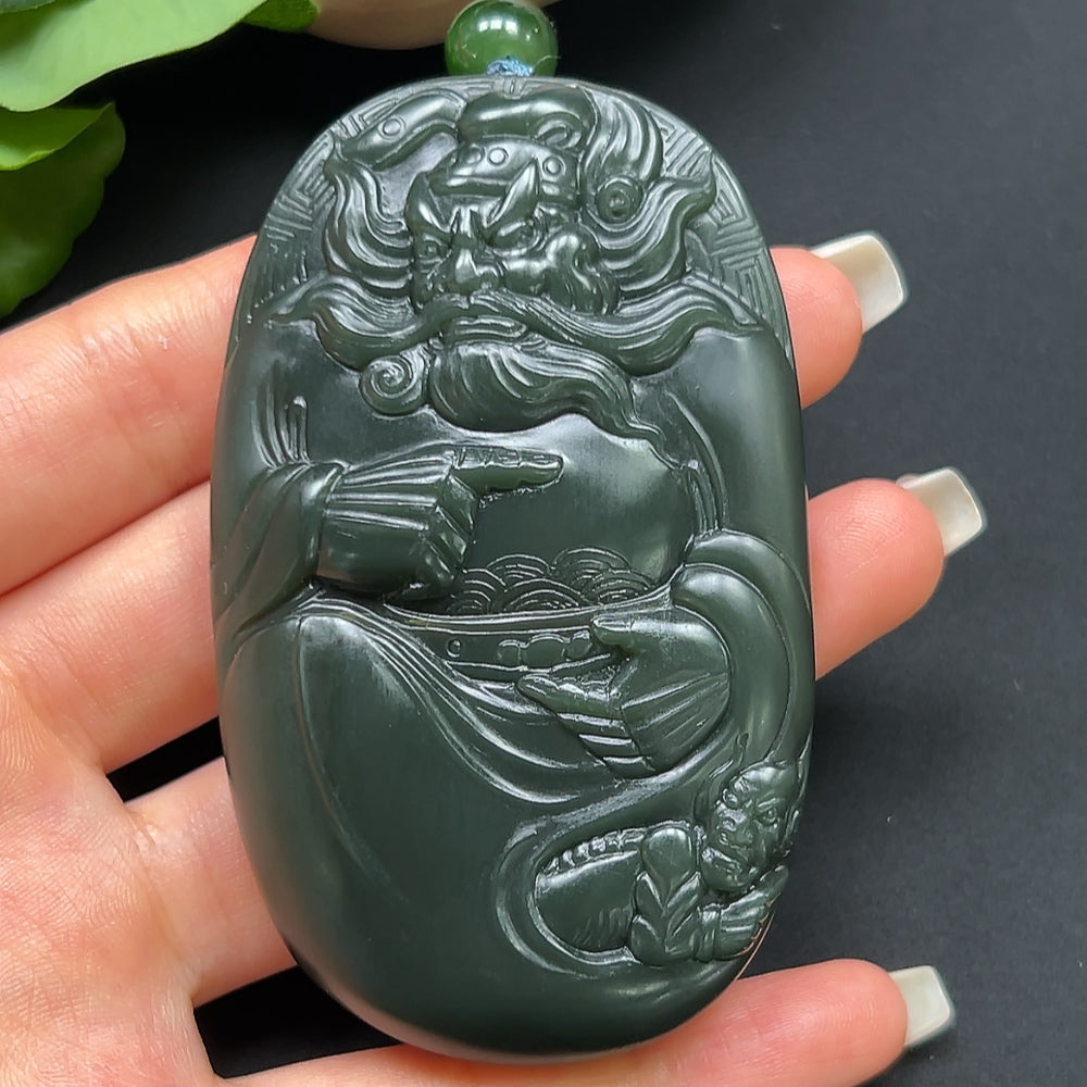Hetian Jade Zhong Kui Pendant with Rope