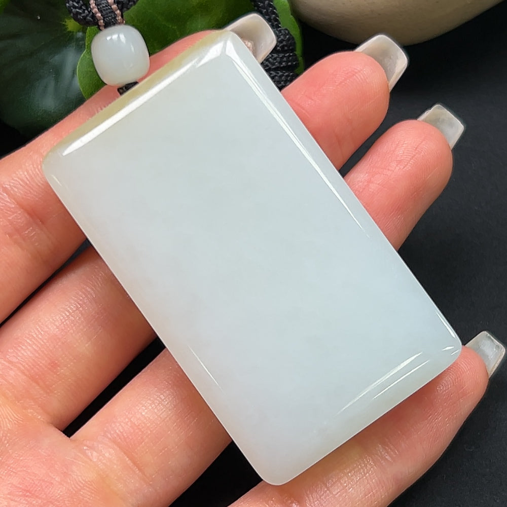 Hetian Jade Plain Pendant with Rope
