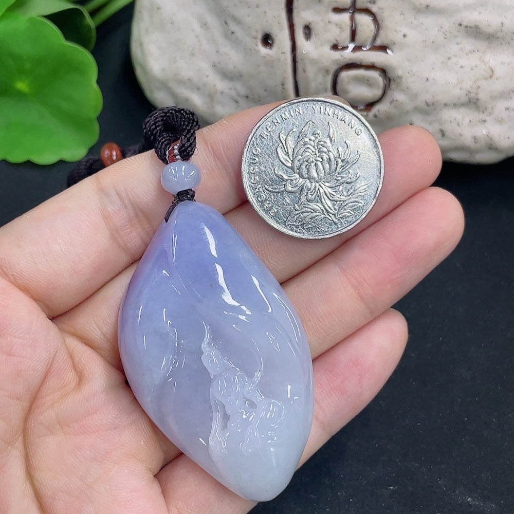 Jadeite Pendant Wu Xiang with Cord Total Weight Approx. 39.7g