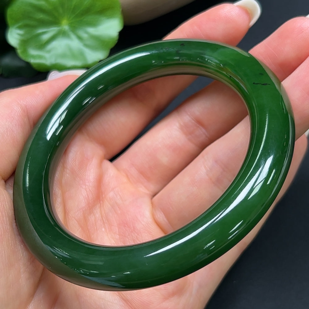 Hetian Jade Green Jade Round Bangle